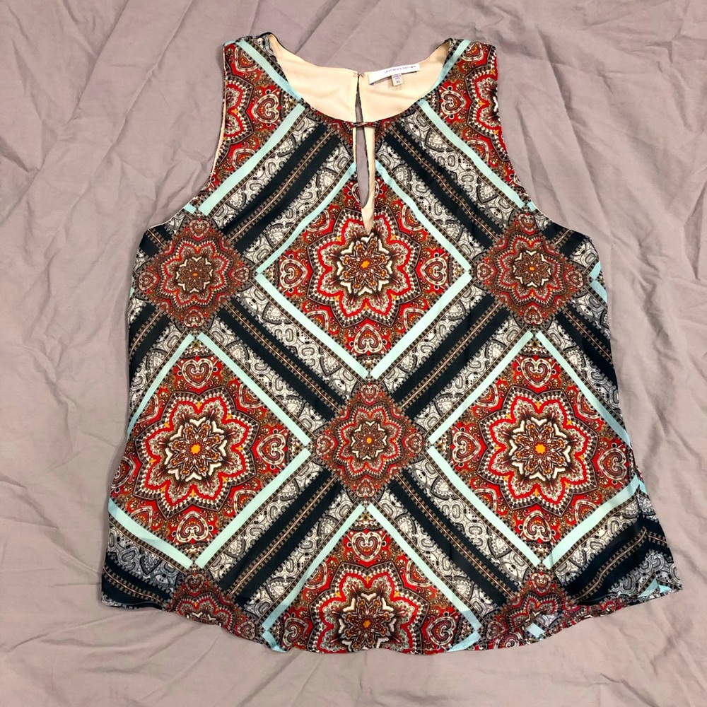 Lavender Brown. Women’s Blouse. Sleeveless. XL. Viscose/polyester. Pattern. - Picture 1 of 7